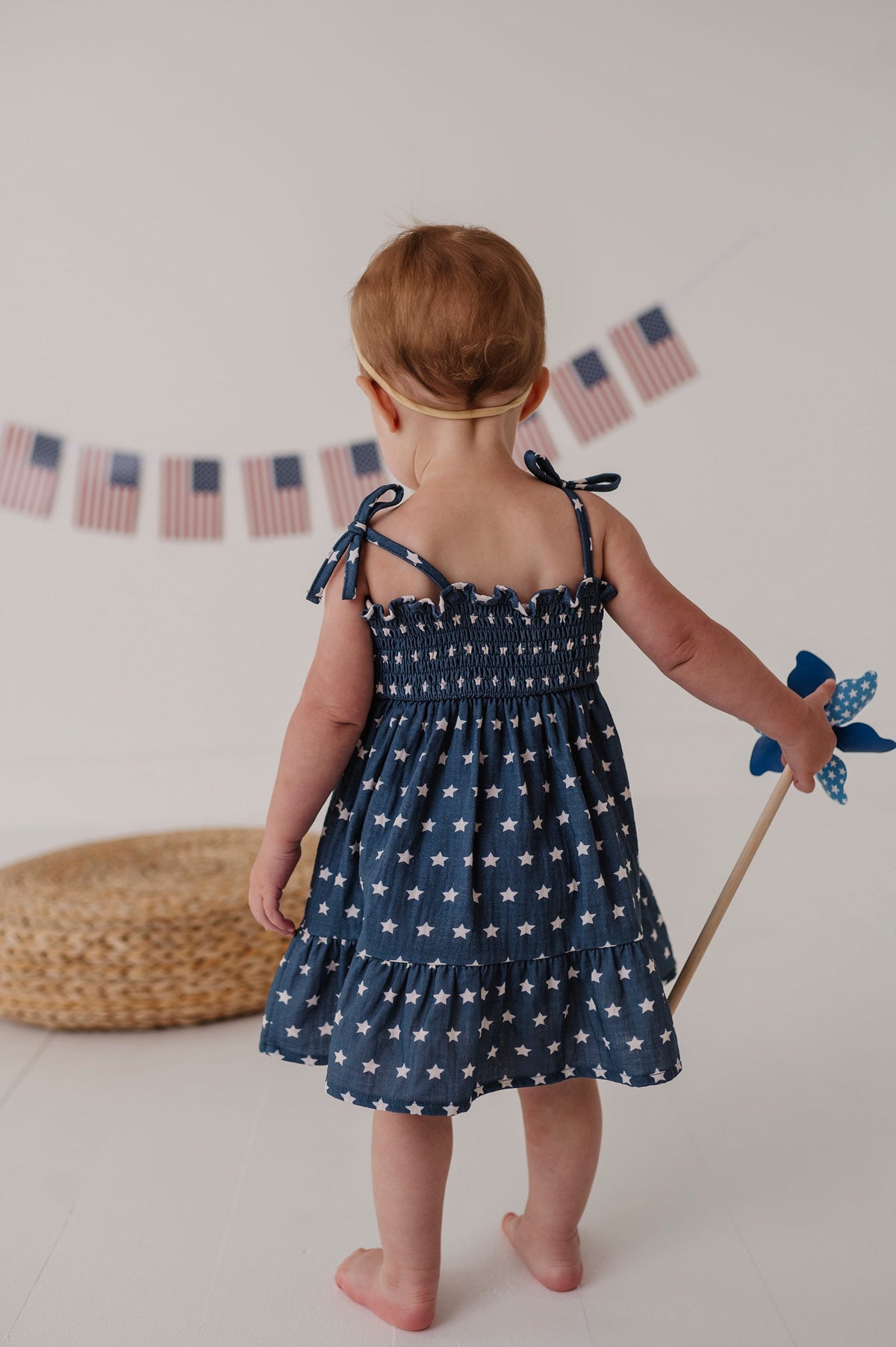 Baby Girl Tiered Mini Dress Set in American Stars