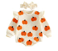 Pumpkin Appliqué Flutter Sleeve Romper