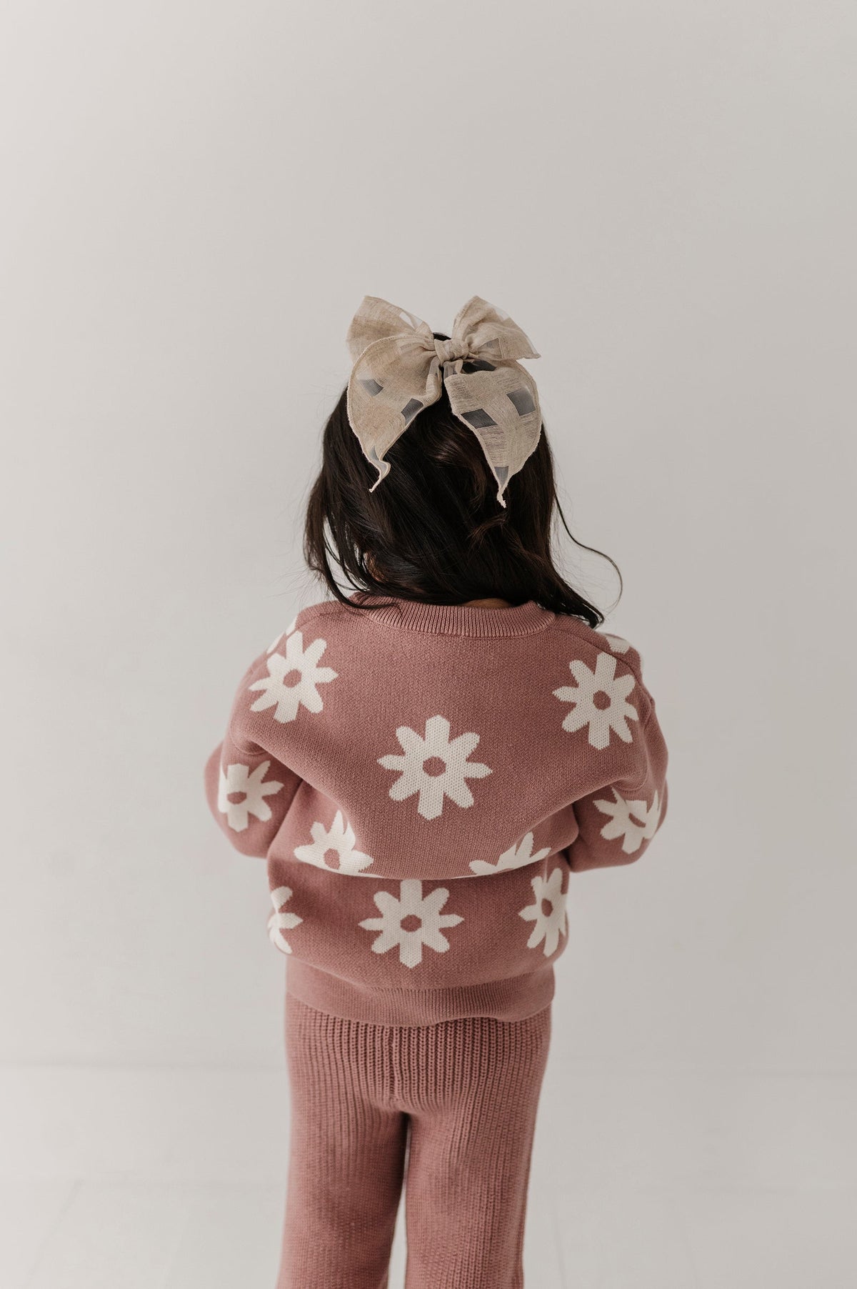Girls Knit Wide Leg Crop Pants in Rose