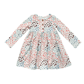 Girls Long Sleeve Henley Dress in Rainbow Hearts