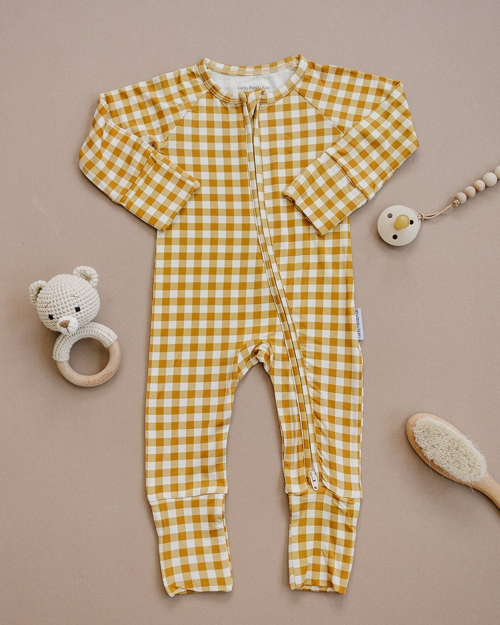 Bamboo Zip Romper | Yellow Gingham