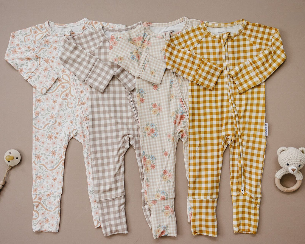Bamboo Zip Romper | Yellow Gingham
