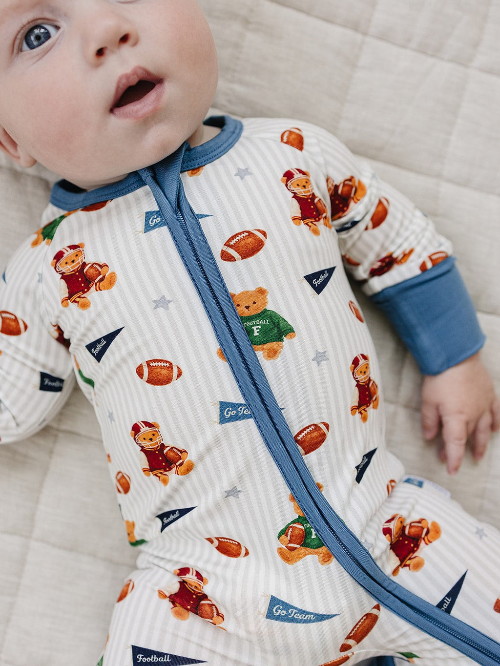 Bamboo Zip Romper | Touchdown Teddy